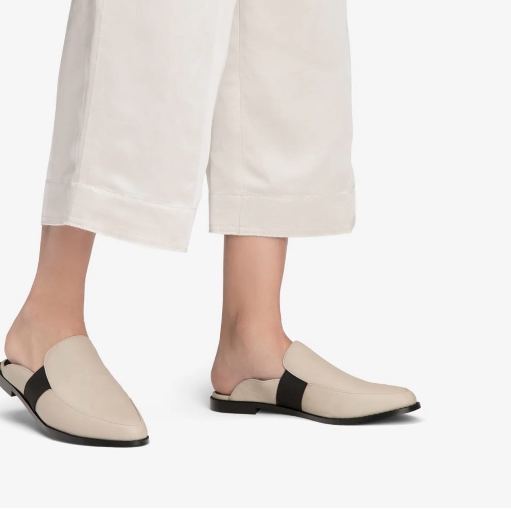 Matt & Nat Vegan Beige and Black Begonia Loafers Size 37
